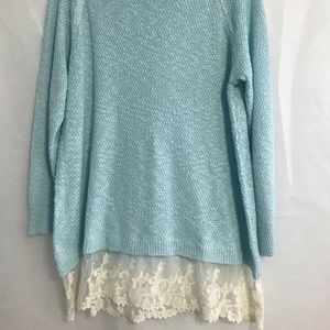 1X light Blue bottom lace sweater
